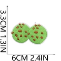 Detailed size measurement of embroidered matcha cake patch with dimensions 6cm by 3.3cm - Green Polka Dot Cookie