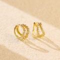 Elegant gold double-layer hoop earrings with sparkling diamonds in S925 silver - 925 Silver / Gold