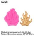 Pink silicone flame mold for cake decorating and DIY clay crafts with gold finished piece - 1# (7.5*6.5*0.8cm) / Pink