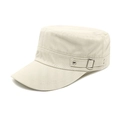 Gorra militar beige de algodón con parte superior plana y hebillas metálicas laterales - M (56-58cm) / Beige