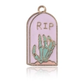 Pendentif tombe rose RIP avec main de squelette verte pour bijoux de Halloween DIY - Tombe RIP Rose