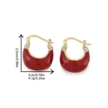 French vintage gold hoop earrings with burgundy enamel finish and small crystals - Enamel Hoop Earrings ER-447D02