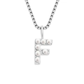 Titanium steel box chain necklace with pearl-inlaid letter F pendant - F-Steel Color