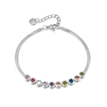 Bracciale a catena serpente in acciaio argento con gemme colorate arcobaleno - Argento