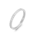 Elegante anello in acciaio al titanio argento con mezzo cerchio di zirconi incastonati - US 5 / Argento (KR50389-GC)