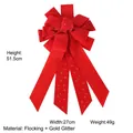 Large red velvet Christmas bow with gold stars, 51.5cm height for tree decoration - Style G: Star Gold Powder 27*51.5cm