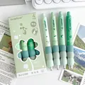 Detail of 4-pack green 0.5mm ST tip retractable pens with sponge comfort grip - Green Leaf Story - 4Pcs/Box