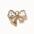 Bow-shaped alloy charm with sparkling heart-shaped glass crystals for DIY jewelry making - White Zirconia Gold Base