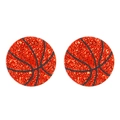 Boucles d'oreilles basket rouge scintillant avec lignes noires pour fans de sport - Basket-ball Acrylique (2583)