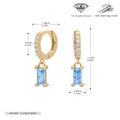 Detailed view of gold S925 silver hoop earrings featuring blue zircon geometric pendant - 925 Silver Gold Plated - Sky Blue Zirconia