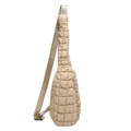Sac bandoulière matelassé beige minimaliste en tissu souple avec large sangle réglable - Kaki