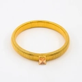 Detailed view of snake-style gold bracelet with square champagne cubic zirconia stone - 12mmx20cm / Champagne Zirconia