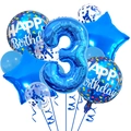 Blue number 3 balloon set with star foils and confetti latex for birthday party decor - Number 3 / Light Blue