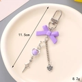 Purple bow keychain with hollow star and heart charm for phone and bag decoration - Small Pendant / Purple Bowknot with Heart Charm(K4874)