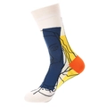 Abstract Picasso art crew socks in white with vibrant blue and yellow face patterns - One Size / 1021 Line Oil Painting