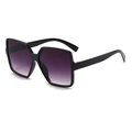 Stylische Oversize-Sonnenbrille in quadratischer Form mit lila Verlaufsgläsern. - Schwarzer Rahmen Doppelt Graue Linse