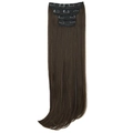 Deep brown clip-in hair extensions four-piece set with straight synthetic hair fibers - Deep Brown (4322WJ-8#)