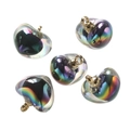 Iridescent jelly heart pendants with golden metal loops in rainbow finish - Iridescent Black Acrylic (10pcs/pack)