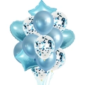 Détail de l'ensemble de ballons étoiles et coeurs bleus avec confettis bleus - Bleu Marine