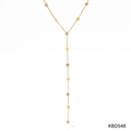 Y-vormige 18K vergulde ketting met lovertjes en hangers van zirkonia steentjes - Goud Wit Zirkonia Stijl (KBD548)