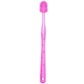 Pink silicone pet toothbrush for dogs and cats with ergonomic handle and soft bristles - Single Pack / Pink