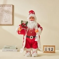 Standing Santa Claus doll in red clothes holding gift bag and lantern holiday ornament - 60CM