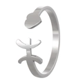 Adjustable silver ring with heart and Amazigh symbol crafted in polished stainless steel - Adjustable Open / Pisces / Steel
