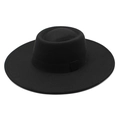 Classic black wool fedora hat with wide brim and decorative matching band for winter - M (56-58cm) / Black