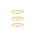 Set di tre anelli impilabili in acciaio al titanio placcato oro 18K con gemme colorate - US 6 / Oro