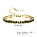 Detalle de pulsera de cadena dorada con circonita verde y grabado de K18 - Estilo de Diamante de Imitación Verde de Triple Capa Dorado (BR-1534GG)
