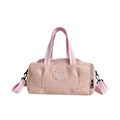 Borsa sportiva rosa per bambine con tracolla a scacchi bianchi e rosa e logo ricamato - Rosa