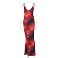 Completo floreale da donna a due pezzi con crop top con scollo a V e gonna lunga a sirena - S / Colorato