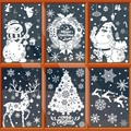 White Christmas window stickers set featuring Santa reindeer and snowflakes decals - Set BQ269-270-271-272-273-275