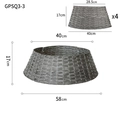 Brown woven Christmas tree collar set of 4 pieces with assembly size dimensions - Small Grey Tree Collar (4-Piece Set)