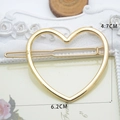Elegant gold heart metal hair clip with sliding pin dimensions 6.2cm by 4.7cm - Heart Shape Gold