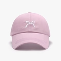 Rosa Pferdeschwanz-Baseballkappe mit weißer Schleifenstickerei und weichem Stoff - Rosa