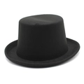 Cappello a cilindro classico in feltro nero con tesa rigida e stile vintage retrò - M (56-58cm) / Nero