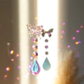 Colorful rhinestone butterfly suncatcher with crystal drops reflecting rainbow light - Colorful Butterfly