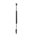 Dual-ended eyebrow brush with spiral spoolie and blending tip in matte black finish - Dual-Ended Spoolie and Blending Brush (Black Silver)