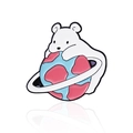 Cute cartoon polar bear hugging colorful planet enamel brooch pin for kids fashion - Polar Bear Yoga Holding Planet Style (CC814)