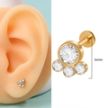 316L stainless steel gold labret piercing with 6mm length and three crystal clusters - Three Diamond Cluster Style (8)