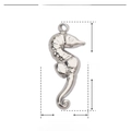 Technical drawing of a seahorse pendant showing 16x7mm size and stainless steel material - Small Seahorse