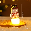 Snowman LED tea light candle with red scarf and starry hat, warm yellow glow, 8.5cm height - Snowman