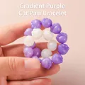 Gradient purple cat paw beaded bracelet featuring resin charms for women and girls - S067-cat Paw [gradient Purple] Bracelet #sz543