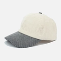 Detail of the corduroy texture and two-tone stitching on this retro baseball cap - Gray