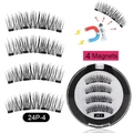 Reusable magnetic eyelashes set 24P-4 with four magnets and round black storage box - 24P-4 Natural Daily Style (24P-4)