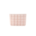 Chic quilted puffer clutch bag in soft light pink with minimalist square stitching - Pink