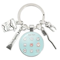 Dentist theme metal keychain with floss, toothpaste, brush, molar and tooth glass pendant - Angry Teeth Expressions (30)