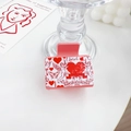 Pince à cheveux carrée rose avec motifs de cœurs romantiques, Cupidon et papillon - Amour de Cupidon - Carré