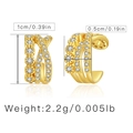 Detailed view of 18K gold plated C-shaped ear cuffs with micro-set cubic zirconia crystals - KE0144 Multi-layer Cross Pave